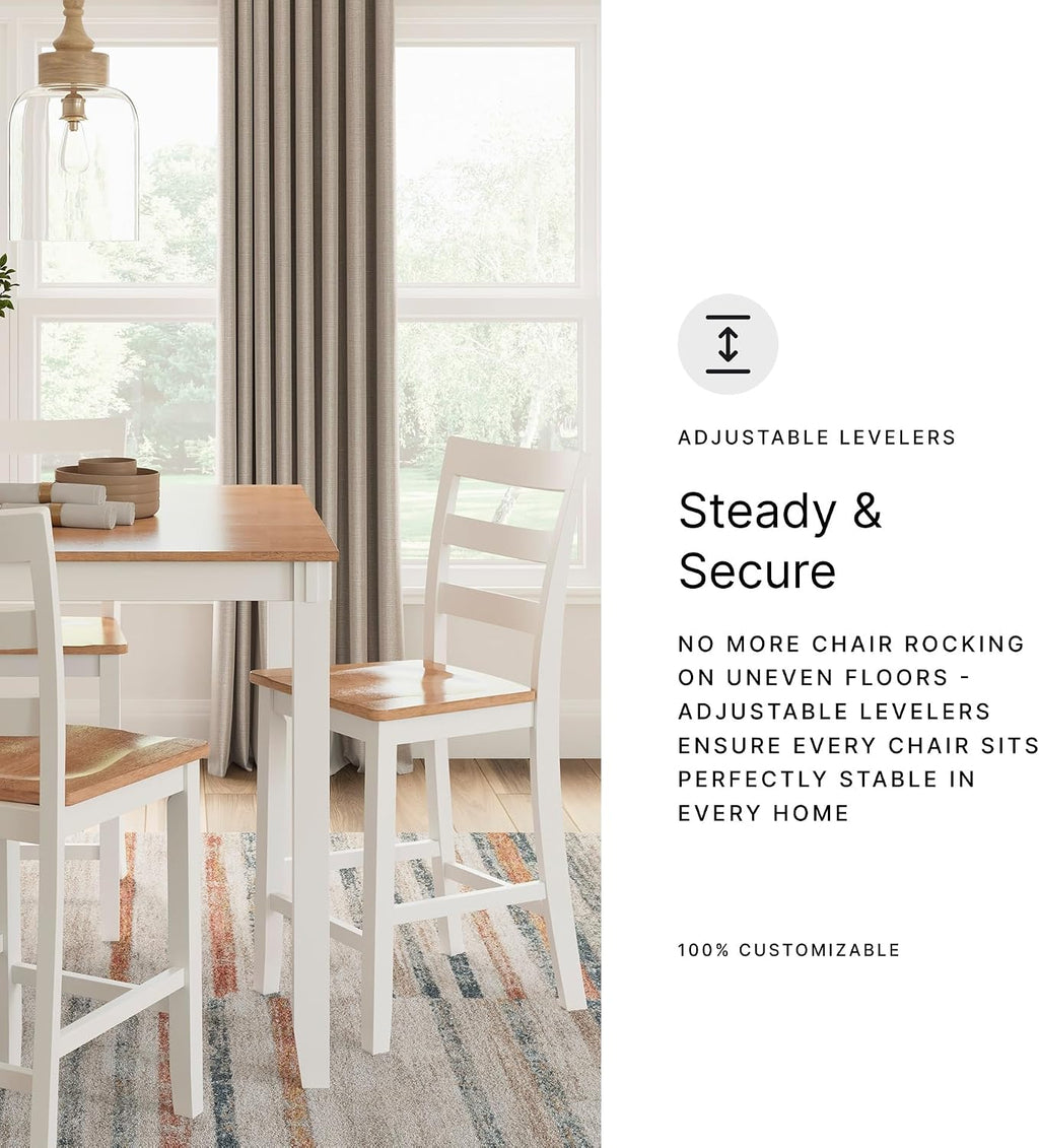Signature Design by Ashley Gesthaven Dining Table Set, Counter Height Table with 4 Bar Stools, Butcher Block Veneer Top, Two-Tone White/Natural Mango Finish