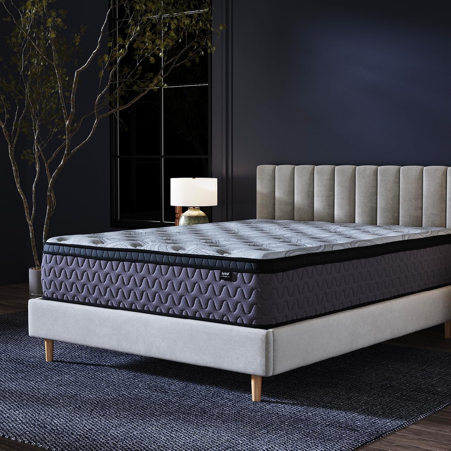 Signature Design by Ashley Augusta2 Queen Mattress in a Box, Firm Euro Pillow Top Memory Foam Mattress, 12 Inch Wrapped Coil Support, Cooling Gel for Queen Size Bed