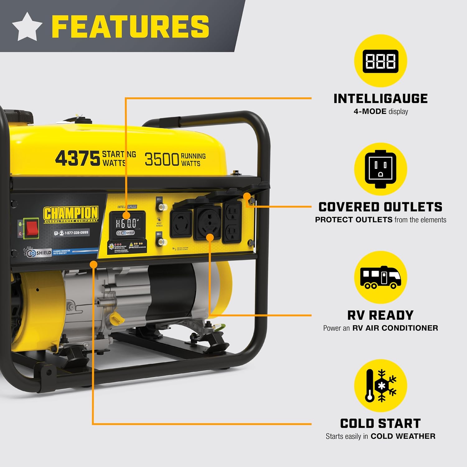 Champion Power Equipment 4375-Watt RV Ready Portable Generator with Free 3-Year Warranty