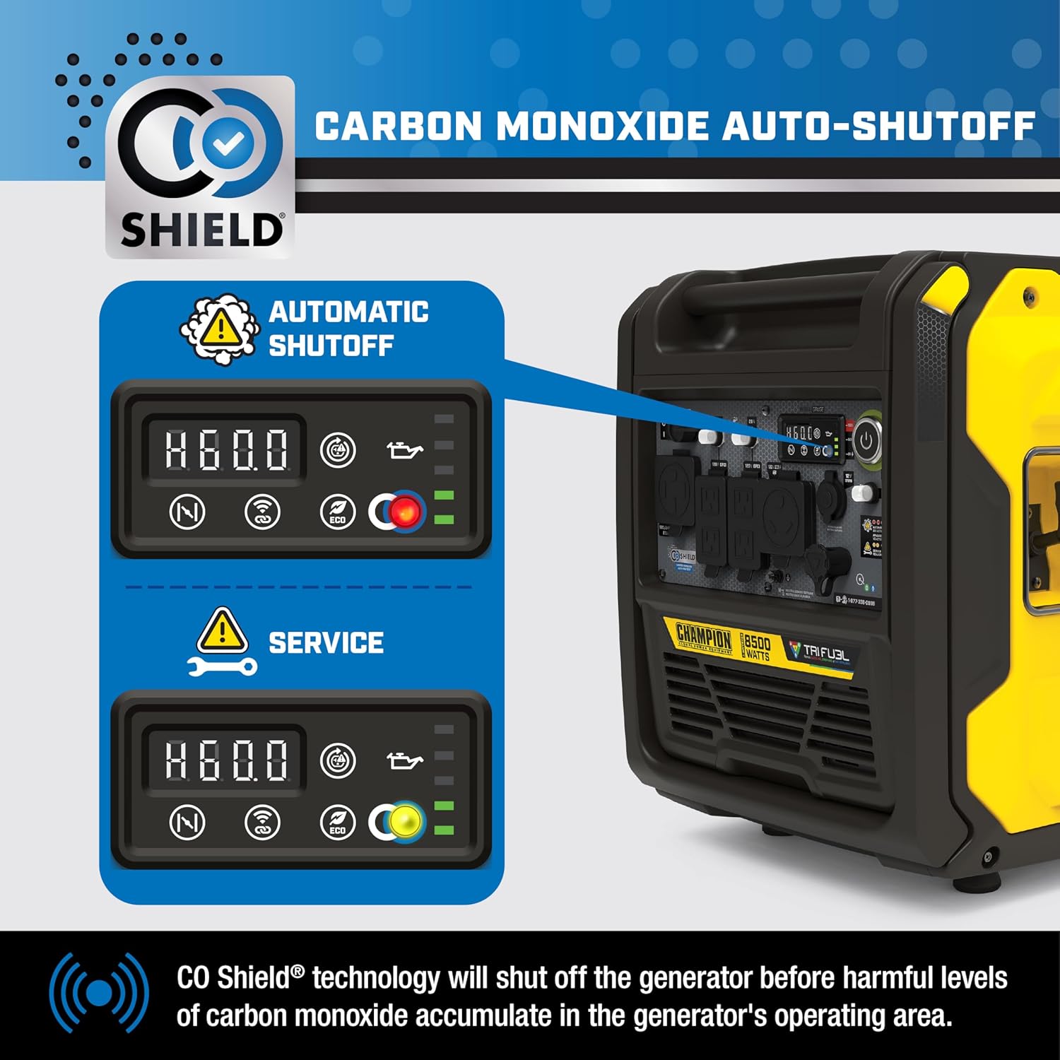 Champion Power Equipment 8500-Watt Wireless Remote Start Ultra Quiet Tri Fuel RV Ready Portable Inverter Generator with StartLINK, Free 3-Year Warranty
