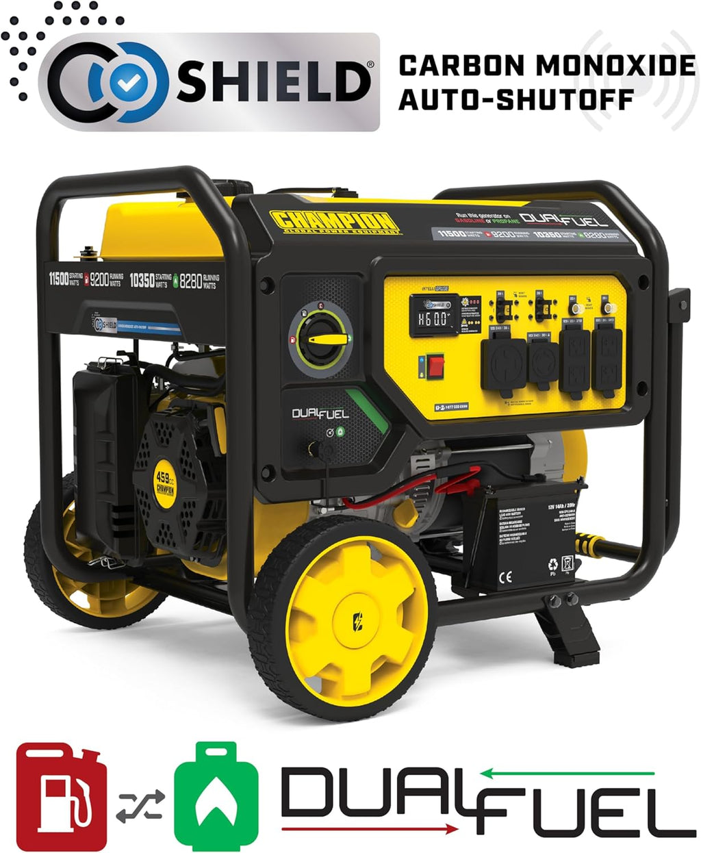 Champion Power Equipment 11,500-Watt Electric Start Dual Fuel Home Backup Portable Generator with Free 3-Year Warranty