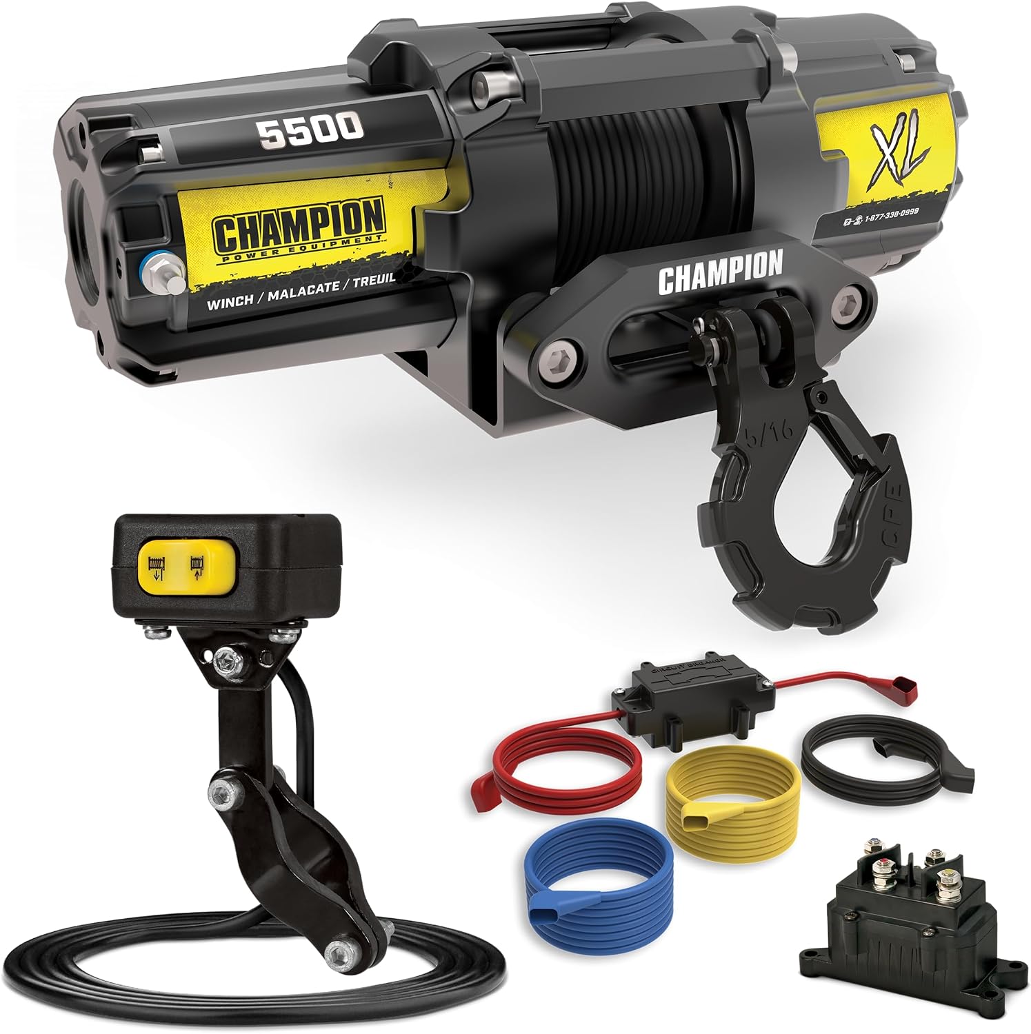Champion Power Equipment XL 5500-lb. ATV/UTV Synthetic Rope Winch Kit
