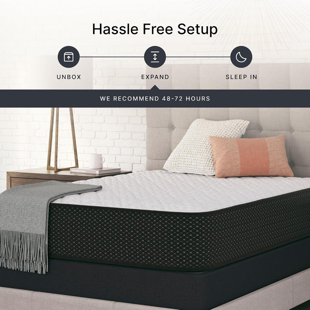 Signature Design by Ashley Queen Firm 12 Inch Hybrid Mattress with Gel Memory Foam and Edge Support for Cool Sleep and Pressure Relief, Queen, Fiberglass-Free, Bed In A Box