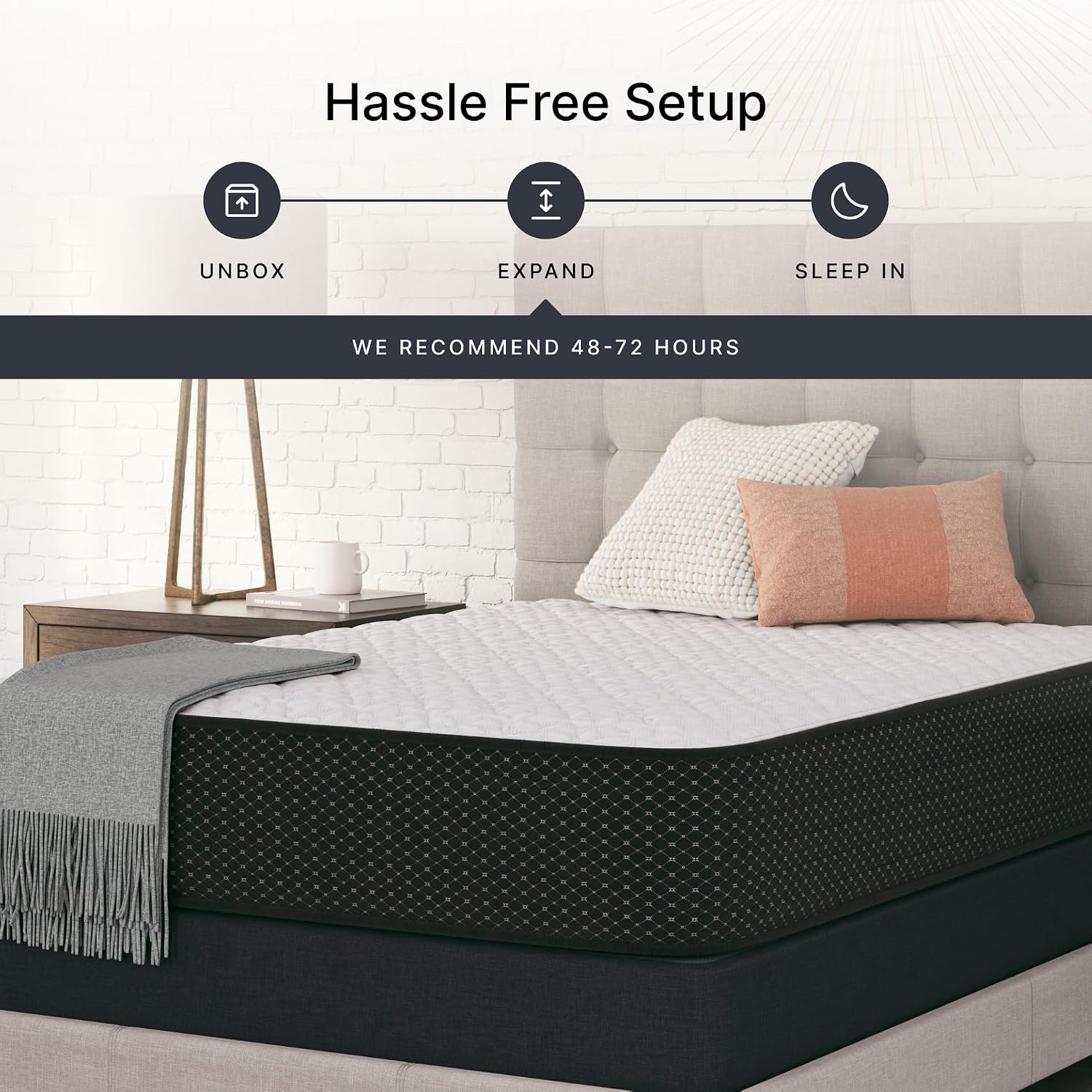 Signature Design by Ashley Queen Firm 12 Inch Hybrid Mattress with Gel Memory Foam and Edge Support for Cool Sleep and Pressure Relief, Queen, Fiberglass-Free, Bed In A Box