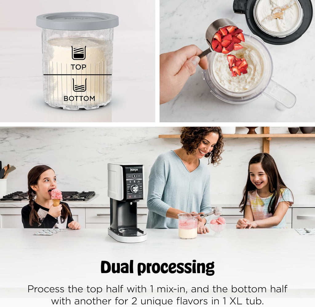 Ninja CREAMi Deluxe Ice Cream Maker | 11-in-1 Create Frozen Desserts, Sorbet, Milkshakes, Yogurt & More | Includes 2 Dishwasher Safe XL 24 Oz. Tubs with storage lids | Silver | NC501