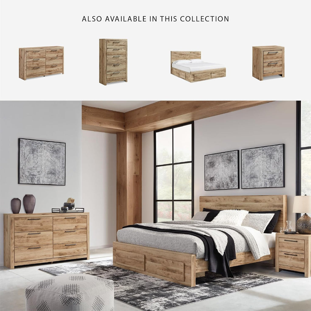 Signature Design by Ashley Hyanna Mid-Century Modern 6 Drawer Dresser, Light Brown & Beige