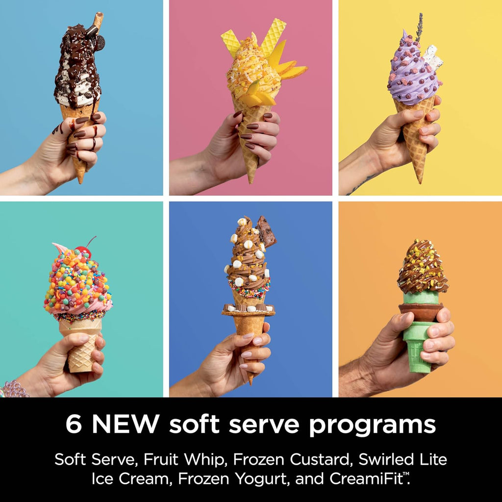 Ninja (Refurbished) Swirl by CREAMi Ice Cream and Soft Serve Maker, Sorbet, Milkshake, Frozen Yogurt, Low Calories Program 13-in-1, Soft Serve Handle, (2) CREAMi Swirl 16oz Pints (Renewed)