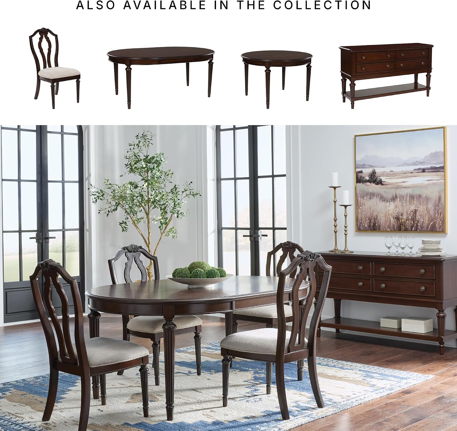 Signature Design by Ashley Lavinton Classic 4-Drawer Dining Server with Open Shelf, Dark Brown