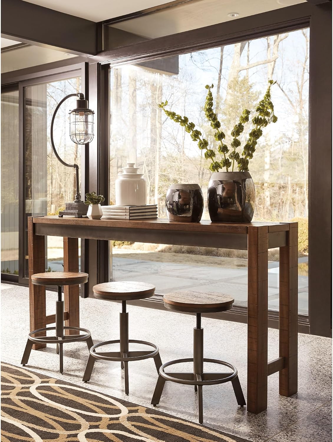 Signature Design by Ashley Furniture Torjin Long Counter Height Table, Seats up to 3, Wood, 72.13" W x 16" D x 36" H, 2-tone Brown