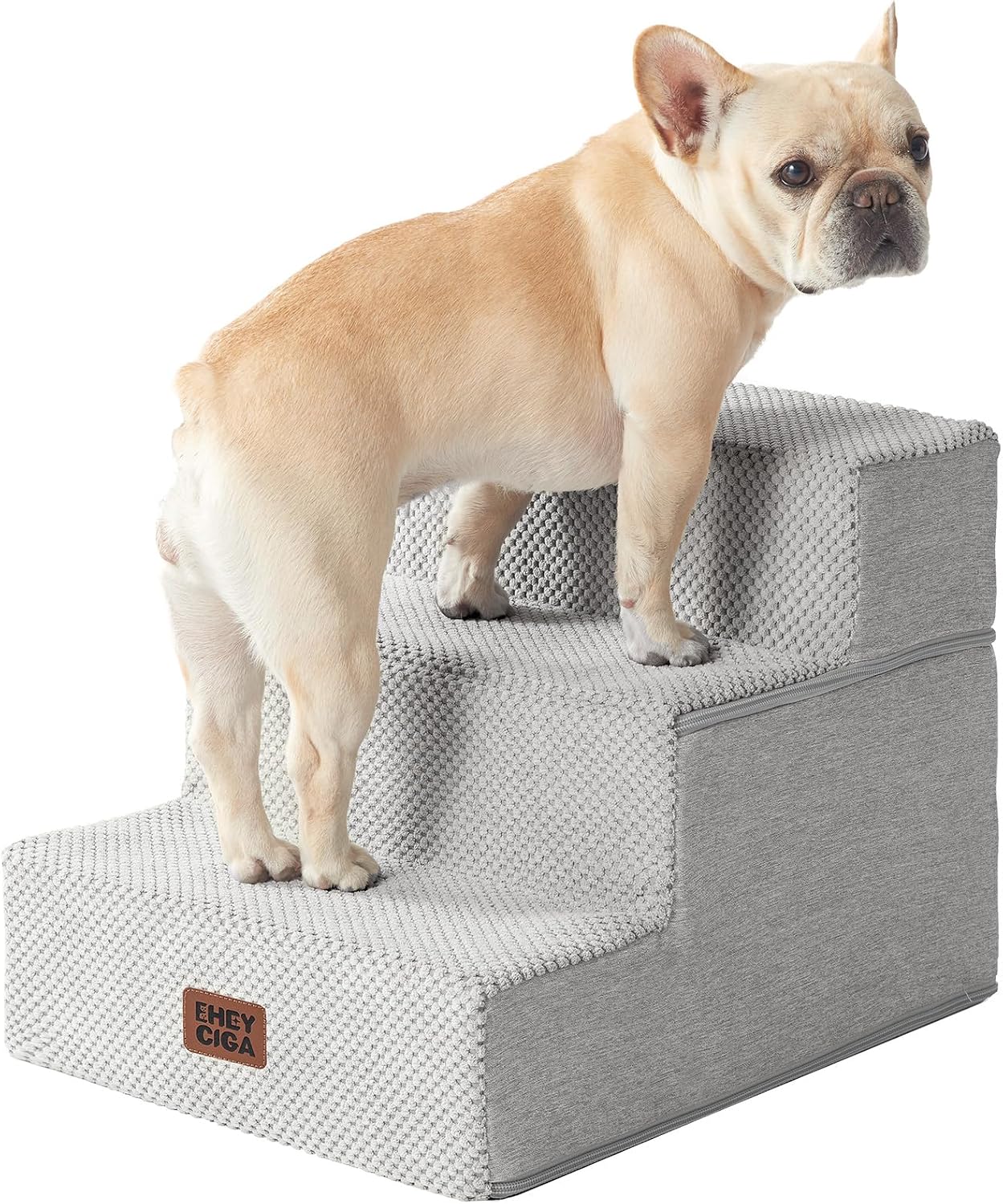 EHEYCIGA Dog Stairs for Bed 18" H, 4-Step Dog Steps for High Bed, Pet Steps for Small Dogs and Cats, Non-Slip Balanced Pet Ramp Indoor, Grey