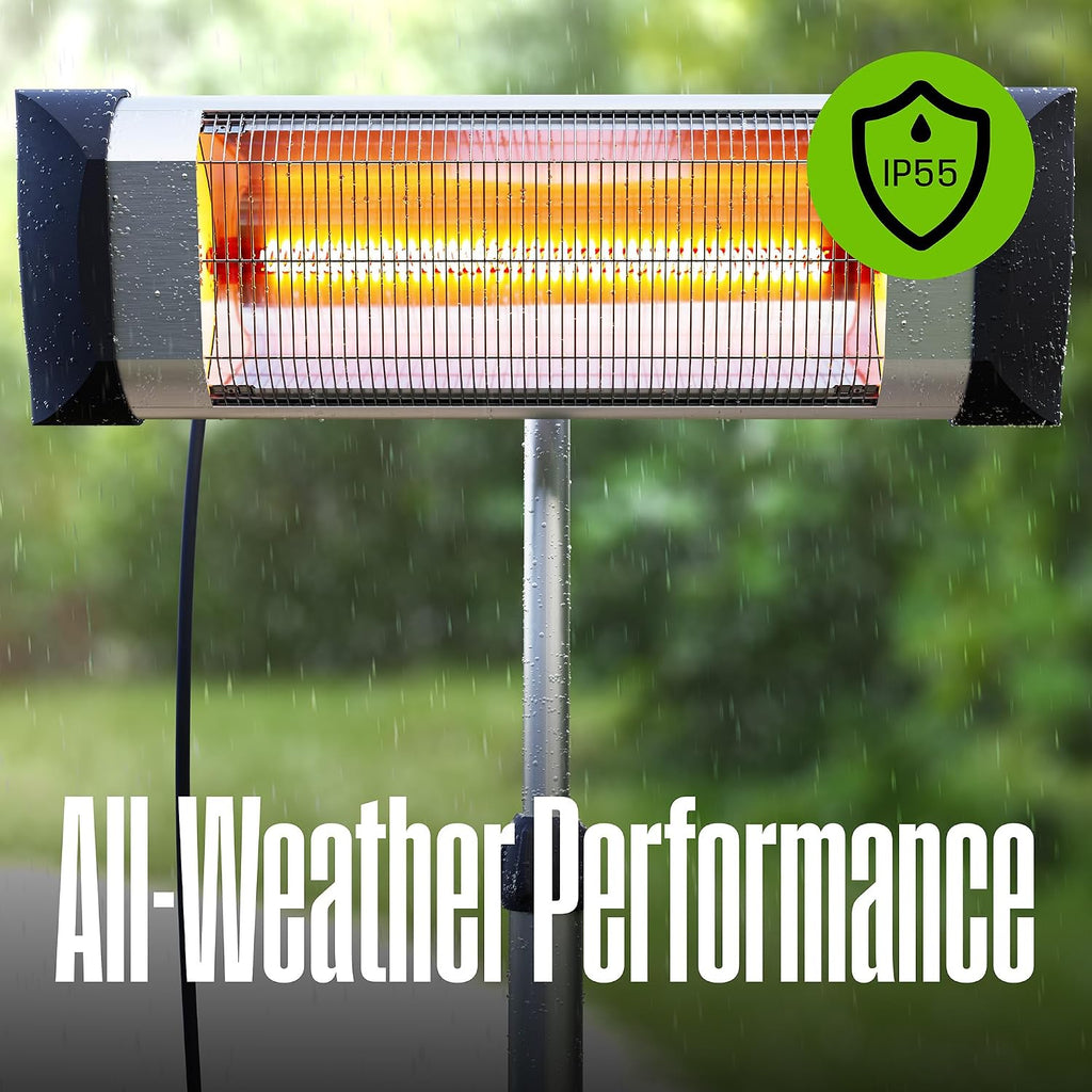 Westinghouse Outdoor Electric Patio Heater, Water Resistant, 44-73" Height Adjustable, Overheat Protection, Auto Shut Off Tip Over Switch, Pole Mounted Infrared Heater for Backyard, Deck, & More