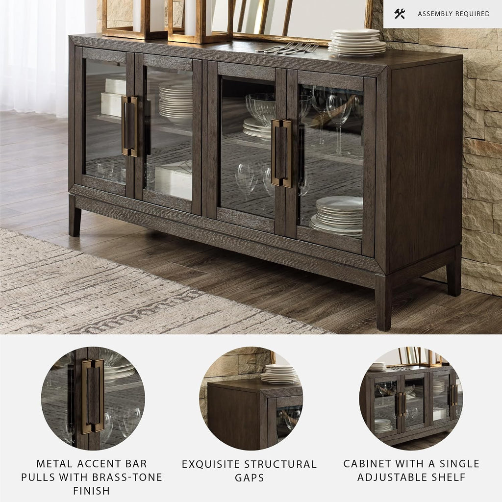 Signature Design by Ashley Burkhaus Traditional Dining Room Server with 2 Cabinets, Dark Brown