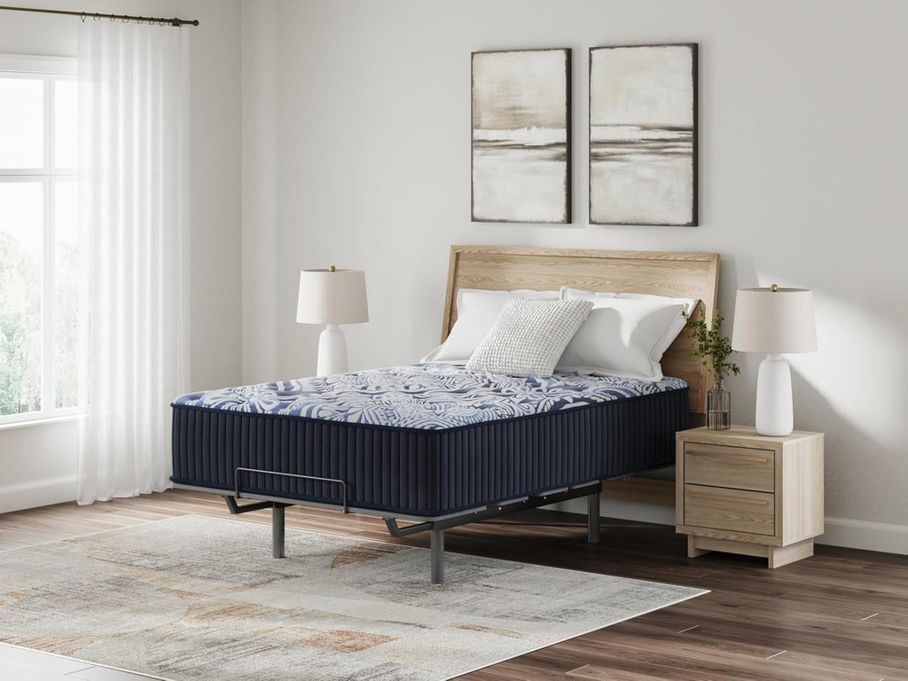 Signature Design by Ashley Firm Luxe 2.0 15 Inch Breathable Gel Latex Memory Foam Hybrid Mattress with Edge Support for Cool Sleep and Pressure Relief, Queen, Fiberglass-Free, Mattress in A Box