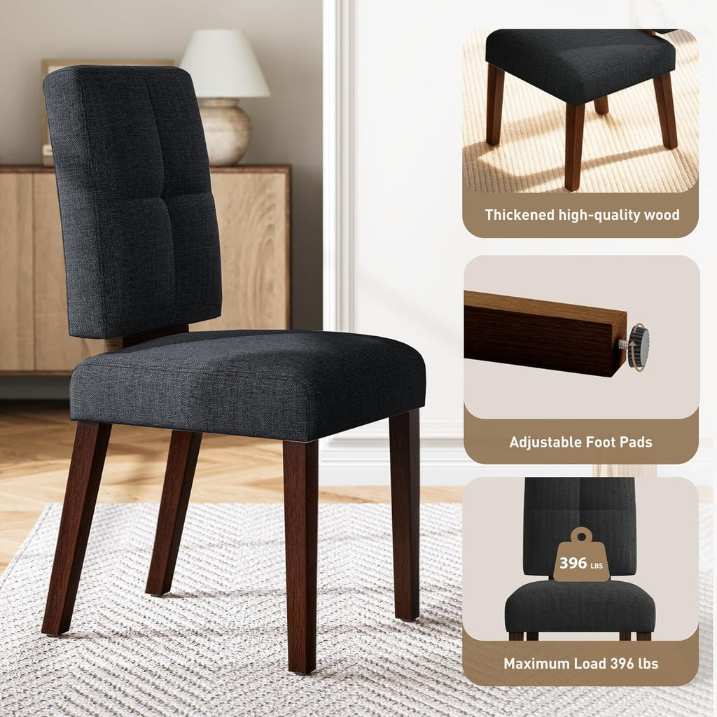 HOMRELEXA Wooden Dining Chairs Set of 2, Dining Room Chairs with Wood Legs, Cloud-Like Cushion & Reinforcement Structure Design for Kitchen/Living Room/Restaurant, Easy Assembly