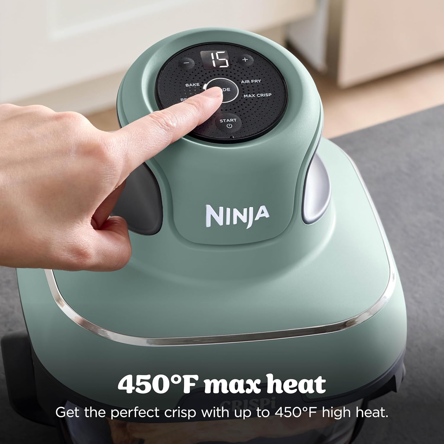 Ninja Crispi 4-in-1 Glass Air Fryer | With Non-Toxic 4QT & 6-Cup Glass Containers & Lids | Microwave, Freezer, Dishwasher Safe | 450°F Max Temp |1500 Watt | Green | FN101SG