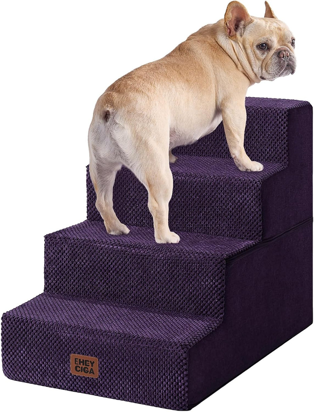 EHEYCIGA Dog Stairs for Bed 18" H, 4-Step Dog Steps for High Bed, Pet Steps for Small Dogs and Cats, Non-Slip Balanced Pet Ramp Indoor, Grey