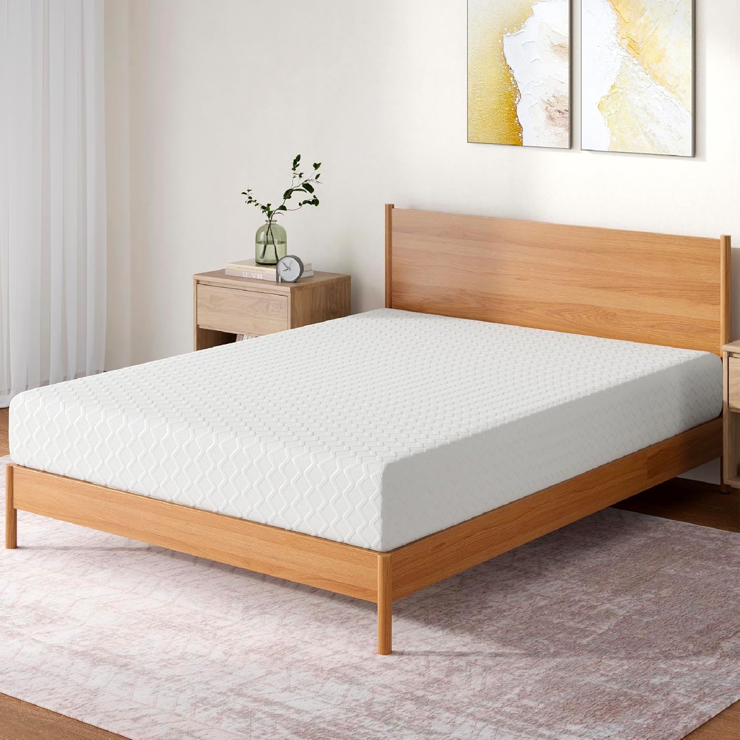 Signature Design by Ashley Queen Size Chime 10 Inch Medium Firm Memory Foam Mattress with Green Tea & Charcoal Gel for Pressure Relief, Fiberglass Free, Mattress In A Box