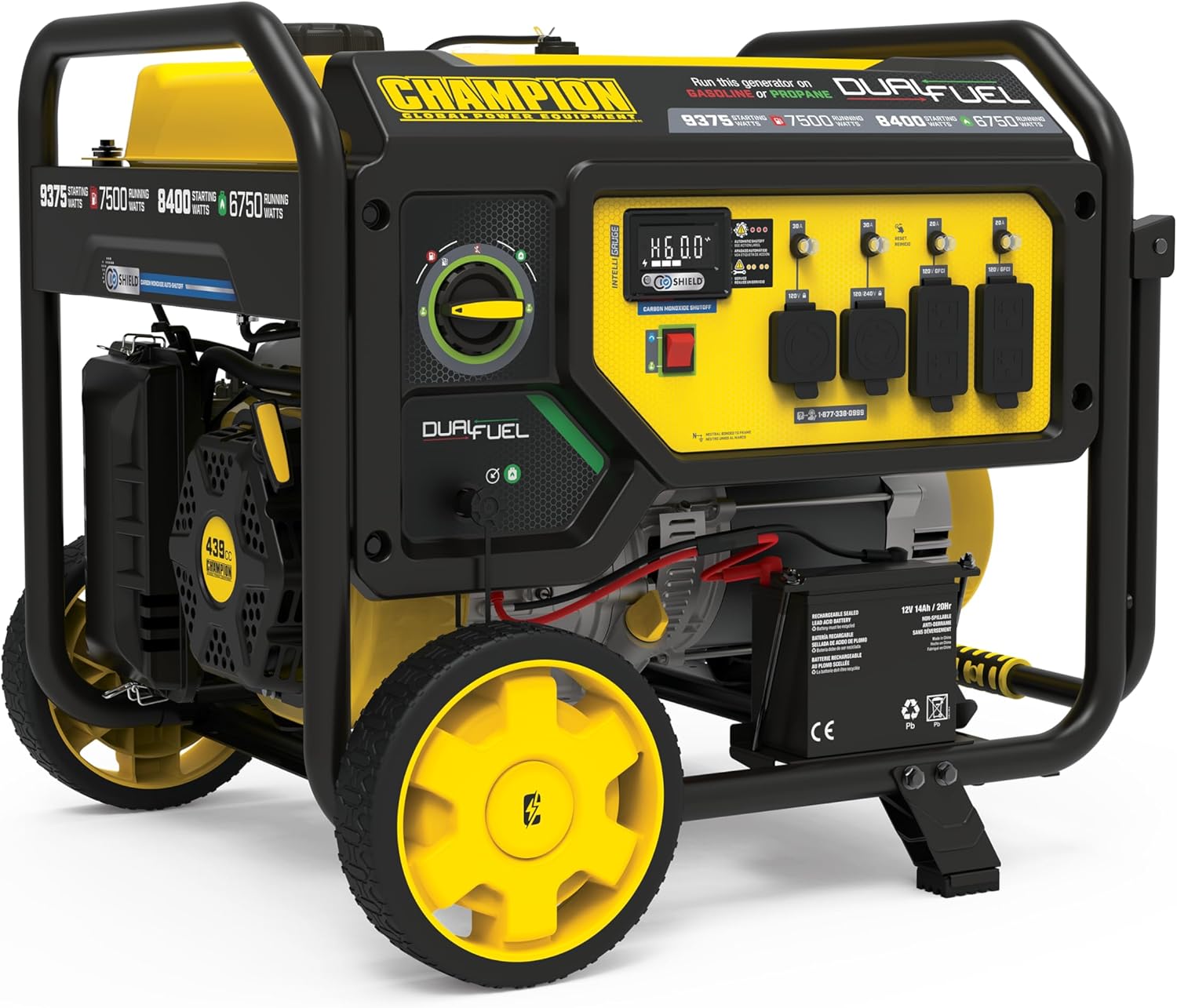 Champion Power Equipment 9375-Watt Dual Fuel Portable Generator with Electric Start and Free 3-Year Warranty