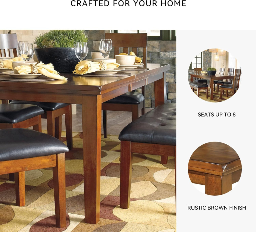 Signature Design by Ashley Ralene Extendable Dining Table, With Butterfly Leaf Seats 6-8, Wood Dining Room Table for Family Meals, Burnished Brown 42 x 60-78 Inch