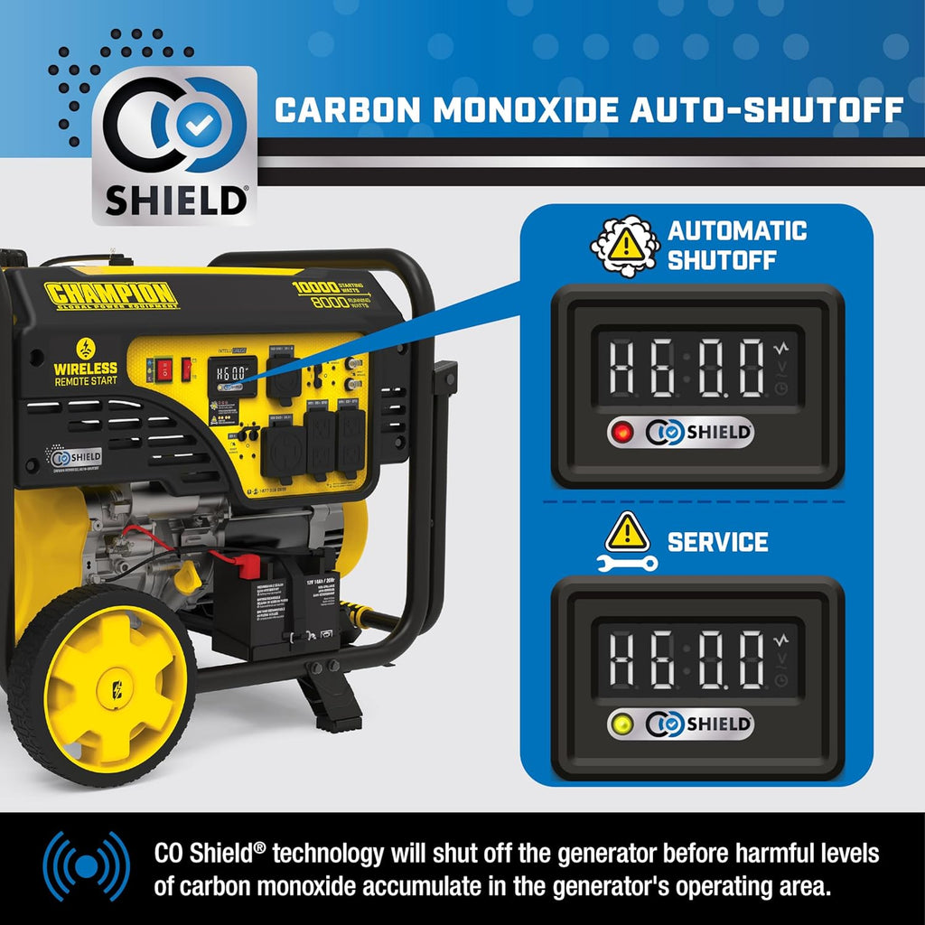 Champion Power Equipment 10,000-Watt Wireless Remote Start Home Backup Portable Generator with Free 3-Year Warranty