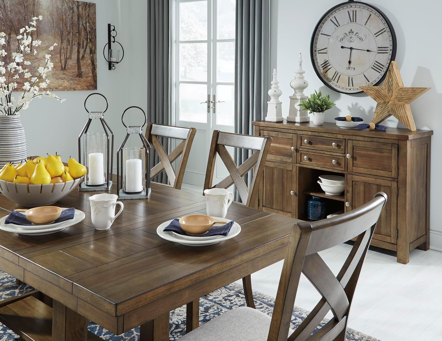 Signature Design by Ashley Moriville Rectangular Dining Extension Table, 2 Extension Leaves, Seats 8, 36" W x 86" D x 30.13" H, Wood & Acacia Veneer, Brown