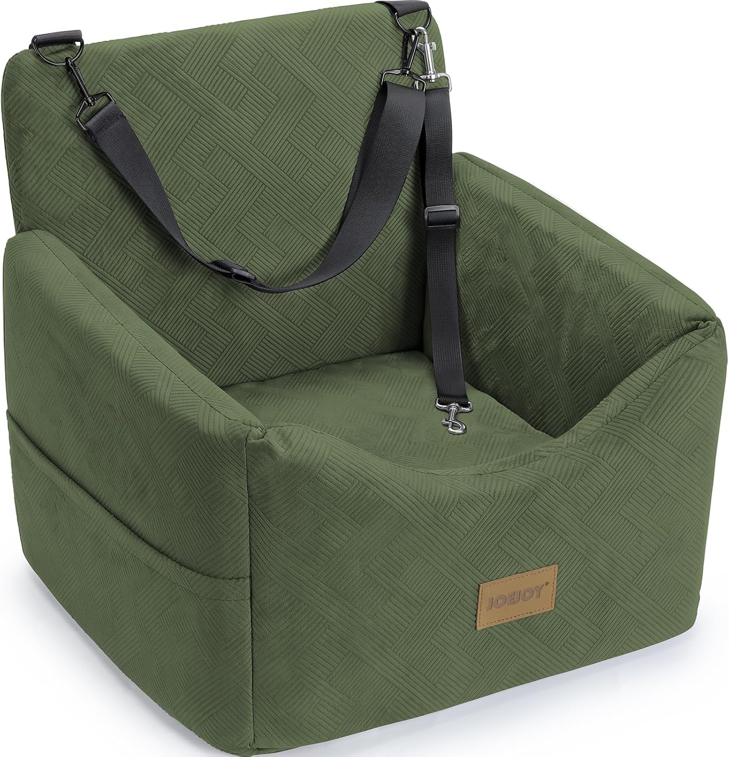 JOEJOY Dog Car Seats for Small Medium Dogs Under 35lbs, Dog Booster Seat with Detachable Washable Cover and Cushion, Memory Foam Pet Car Seat with Safety Belt and Storage Pockets (Black)