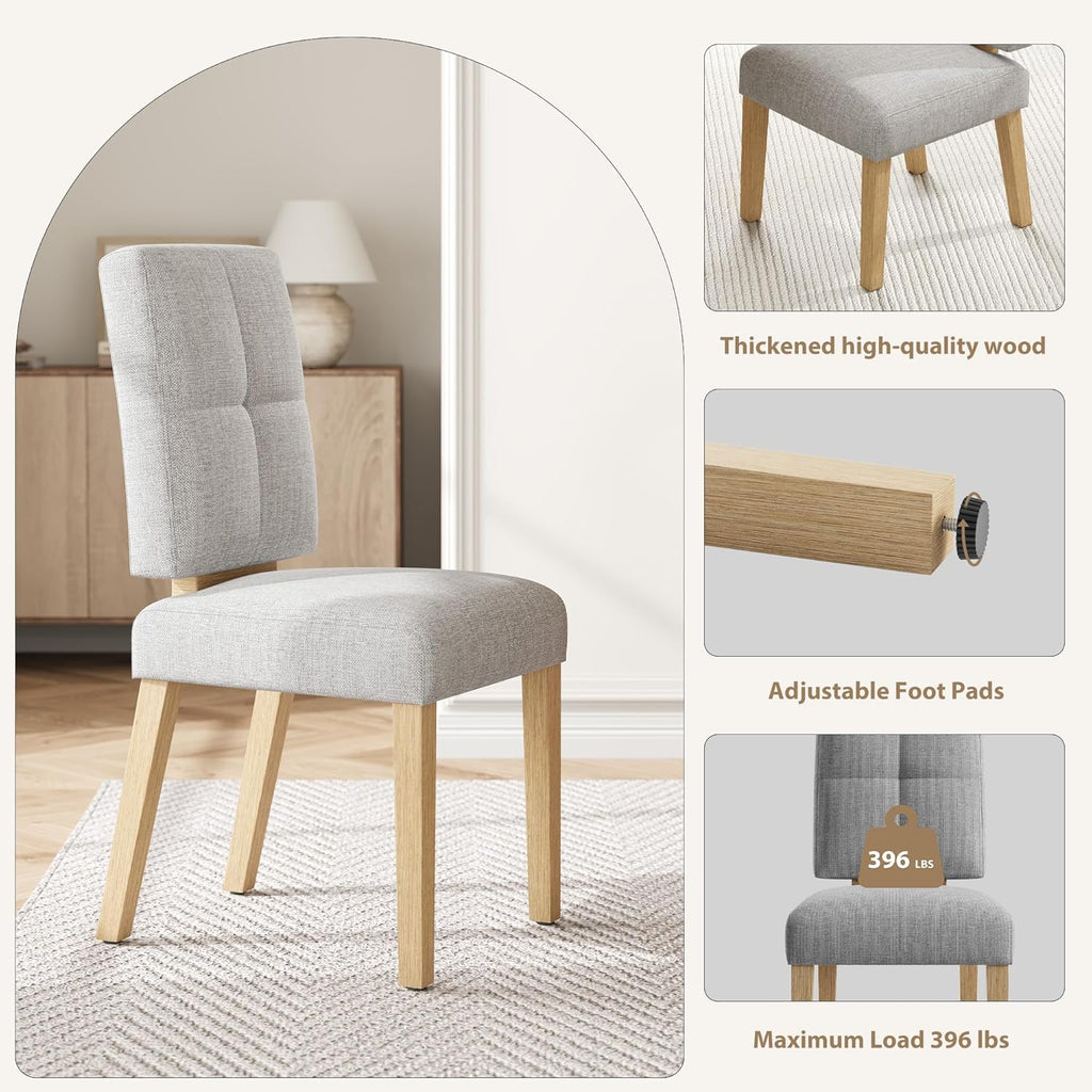 HOMRELEXA Wooden Dining Chairs Set of 2, Dining Room Chairs with Wood Legs, Cloud-Like Cushion & Reinforcement Structure Design for Kitchen/Living Room/Restaurant, Easy Assembly