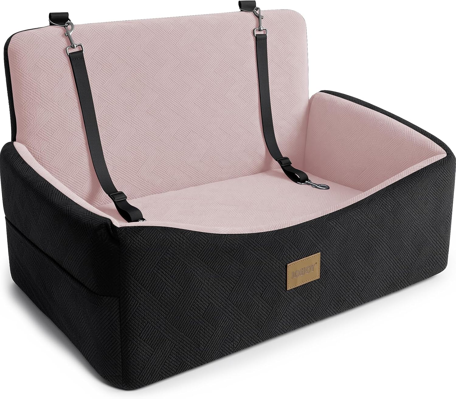 JOEJOY Dog Car Seats for Small Medium Dogs Under 35lbs, Dog Booster Seat with Detachable Washable Cover and Cushion, Memory Foam Pet Car Seat with Safety Belt and Storage Pockets (Black)