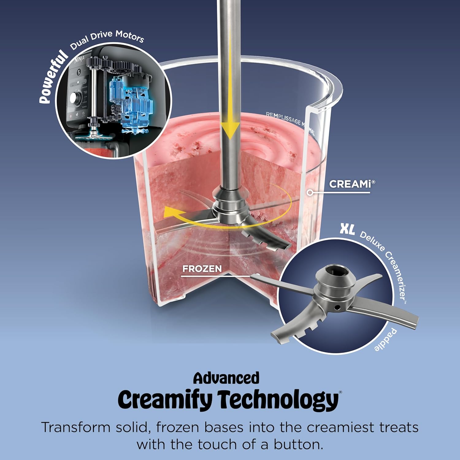 Ninja CREAMi Deluxe 11-in-1 Ice Cream and Frozen Treat Maker for Ice Cream, Sorbet, Frozen Drinks & More, with (2) XL Family Size Pint Containers, NC501C (Canadian Version)
