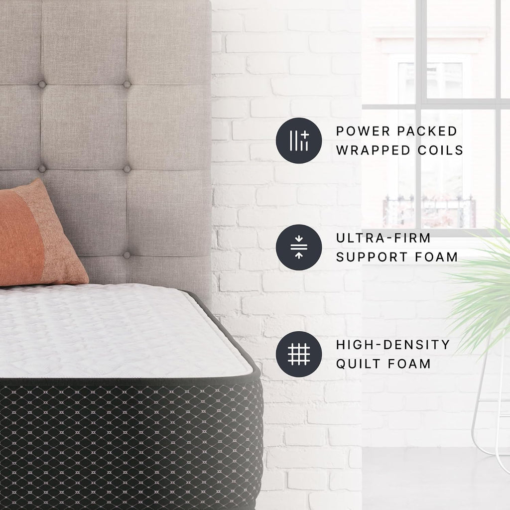 Signature Design by Ashley Queen Firm 12 Inch Hybrid Mattress with Gel Memory Foam and Edge Support for Cool Sleep and Pressure Relief, Queen, Fiberglass-Free, Bed In A Box