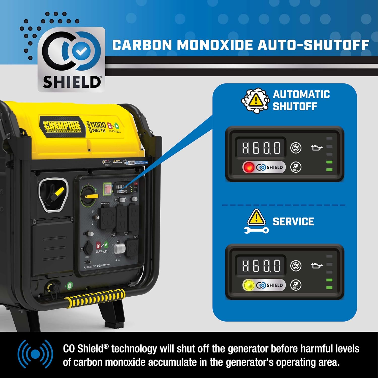 Champion Power Equipment 11,000-Watt Electric Start Dual Fuel Home Backup Portable Inverter Generator with Quiet Technology and Free 3-Year Warranty