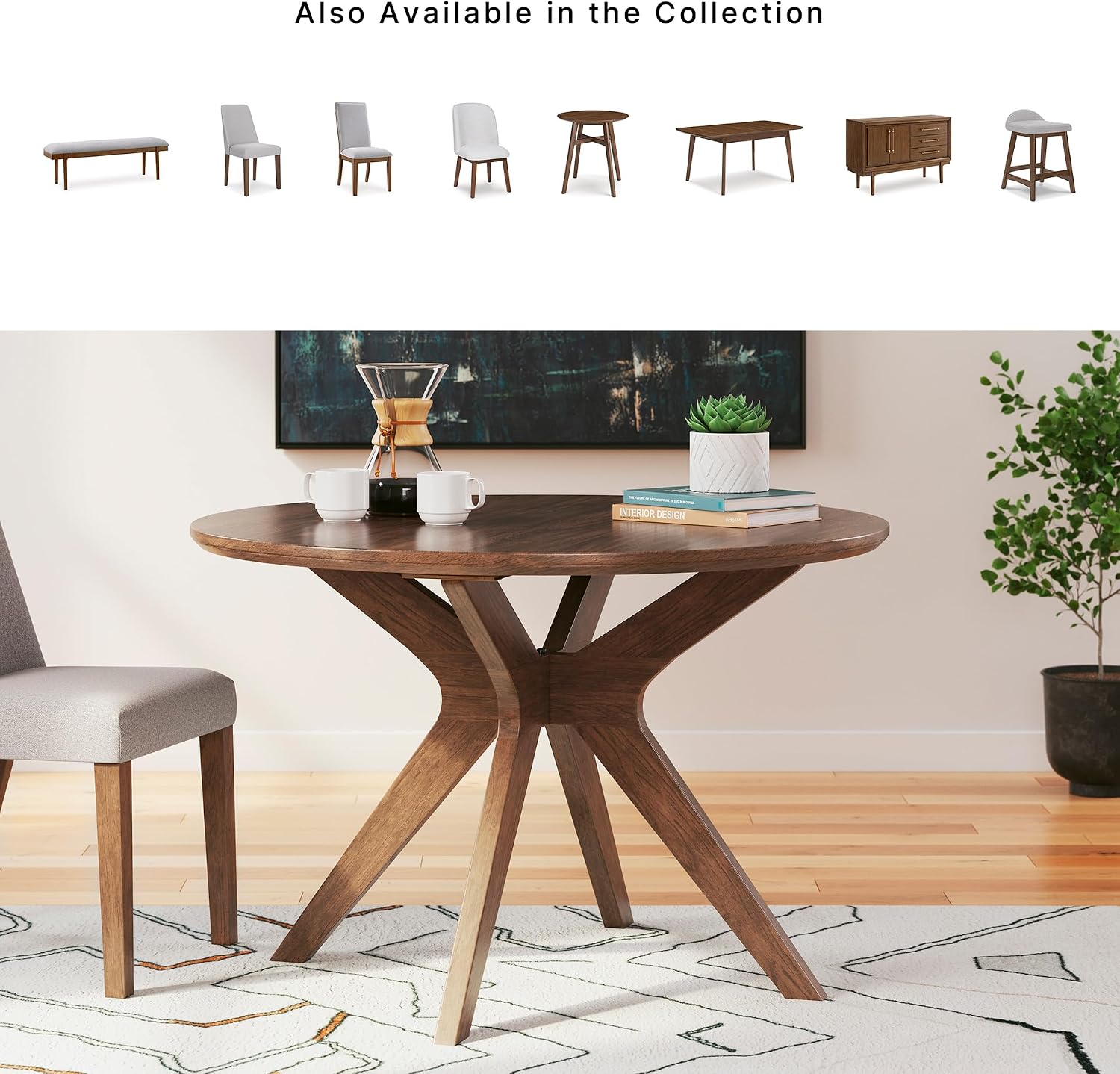 Signature Design by Ashley Lyncott Traditional Round Dining Room Table, Seats up to 4, Brown, 45" W x 29.75" H