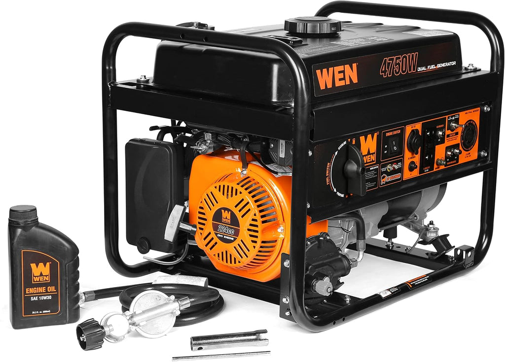 WEN DF472X 4750-Watt 120-Volt/240-Volt Dual Fuel Portable Generator with CO Shutdown Sensor