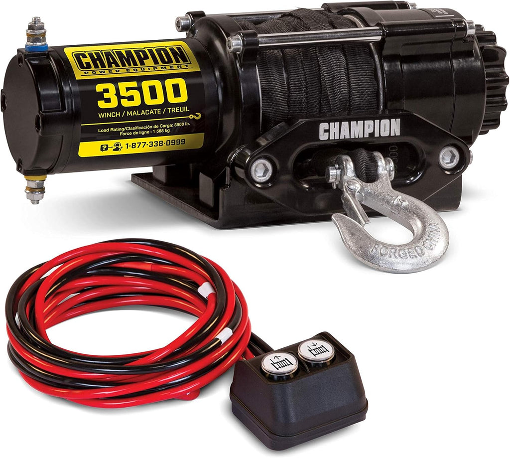 Champion Power Equipment 3500-lb. ATV/UTV Synthetic Rope Winch Kit