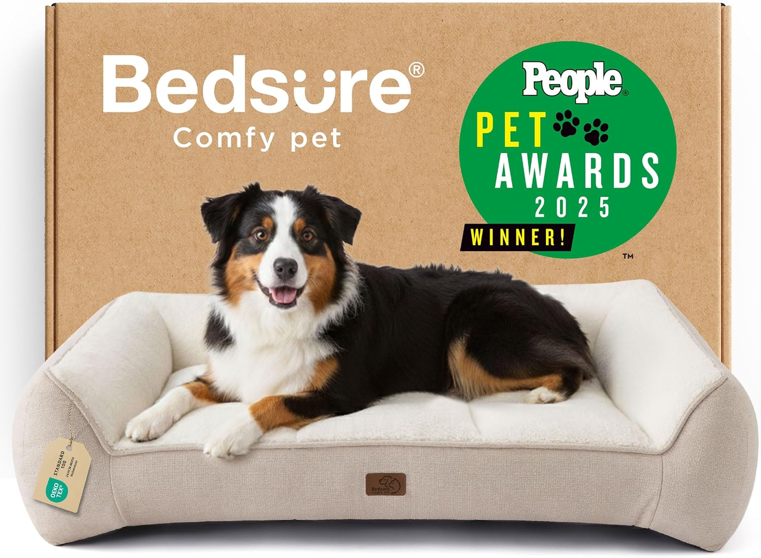 Bedsure SupportMax™ XL Orthopedic Dog Beds Large Sized Dog - Extra Thick Supportive Dogs Couch with Waterproof Washable Cover, Extra Large Comfort Pet Sofa with Soft Sherpa & Nonskid Bottom, Grey, 42"