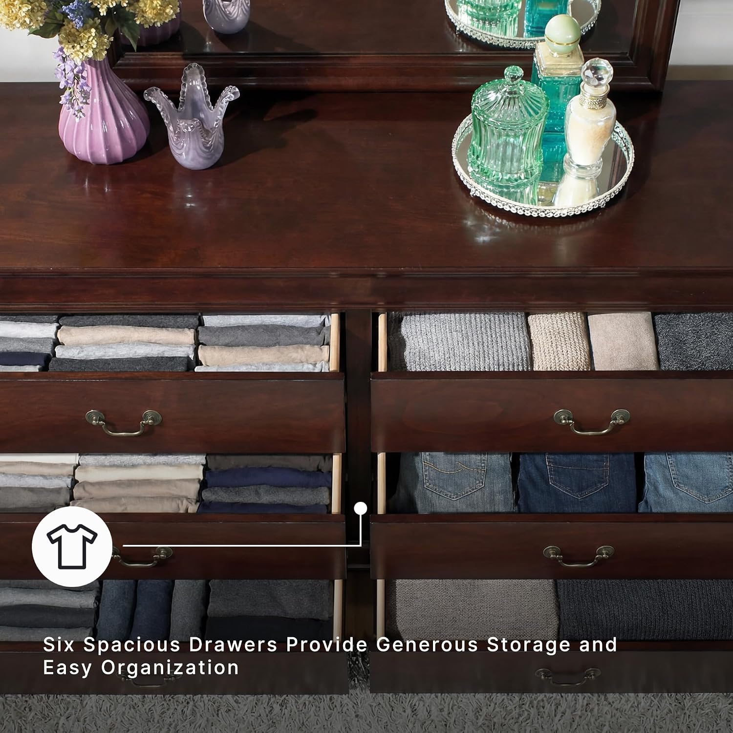 Signature Design by Ashley Alisdair Traditional 6 Drawer Dresser, Dark Brown