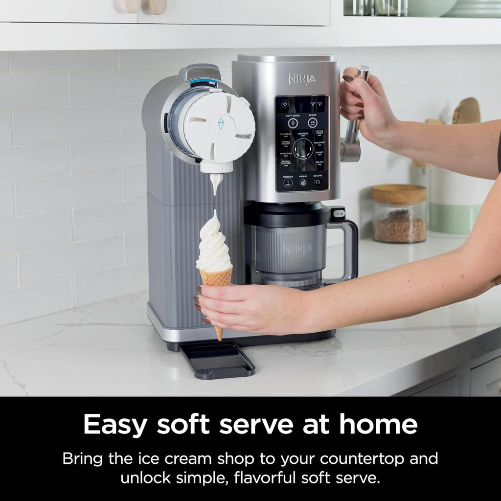 Ninja (Refurbished) Swirl by CREAMi Ice Cream and Soft Serve Maker, Sorbet, Milkshake, Frozen Yogurt, Low Calories Program 13-in-1, Soft Serve Handle, (2) CREAMi Swirl 16oz Pints (Renewed)