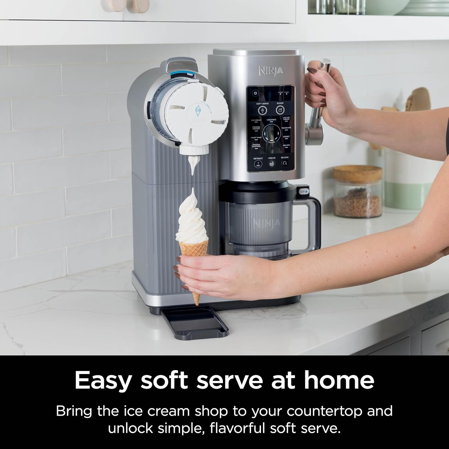 Ninja (Refurbished) Swirl by CREAMi Ice Cream and Soft Serve Maker, Sorbet, Milkshake, Frozen Yogurt, Low Calories Program 13-in-1, Soft Serve Handle, (2) CREAMi Swirl 16oz Pints (Renewed)
