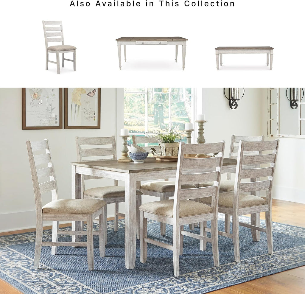 Signature Design by Ashley Skempton Modern Farmhouse Dining Room Chair, 2 Count, Ladderback Design, Wood, 17.75" W x 21.5" D x 38.63" H, White and Light Brown