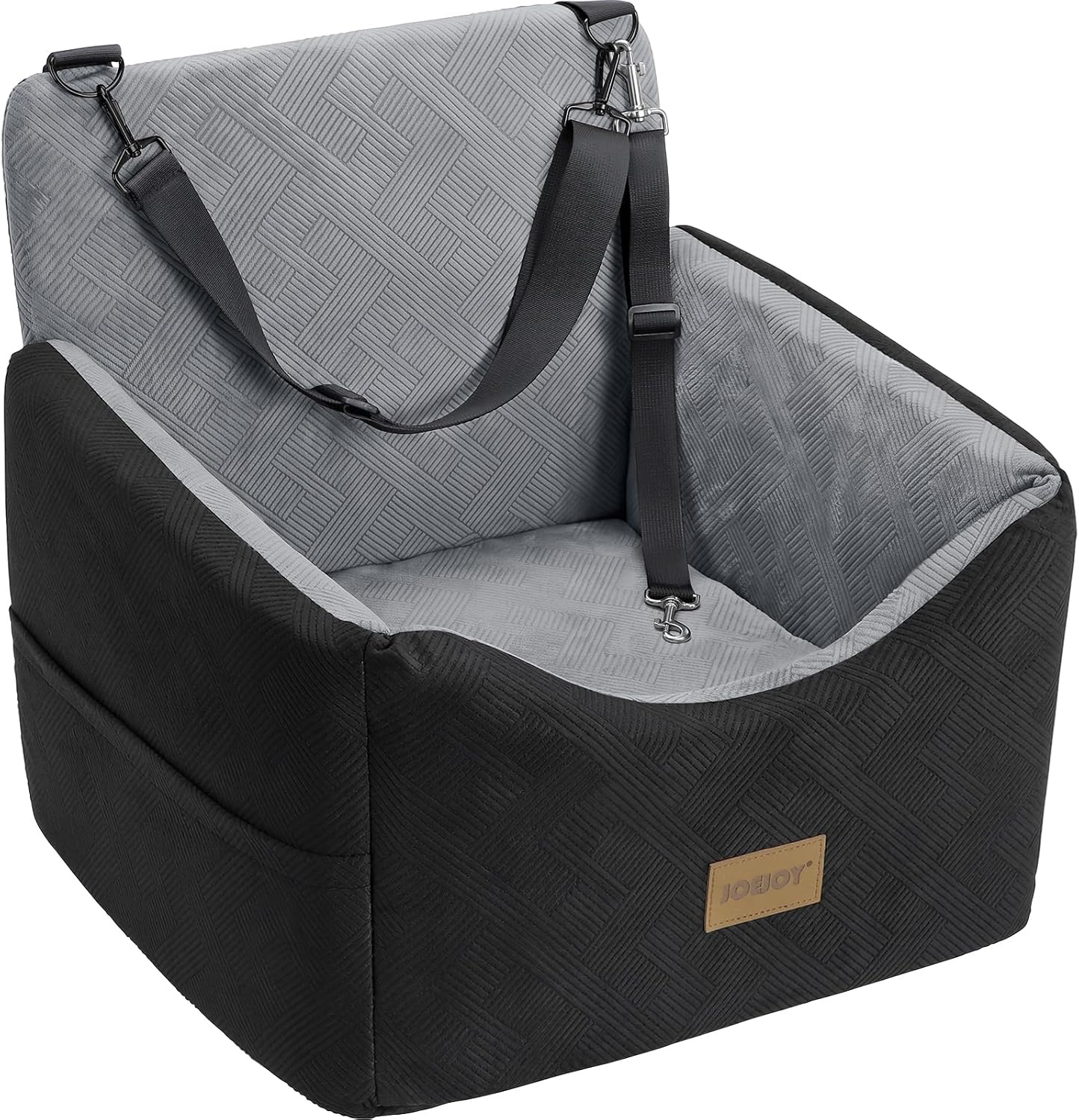 JOEJOY Dog Car Seats for Small Medium Dogs Under 35lbs, Dog Booster Seat with Detachable Washable Cover and Cushion, Memory Foam Pet Car Seat with Safety Belt and Storage Pockets (Black)