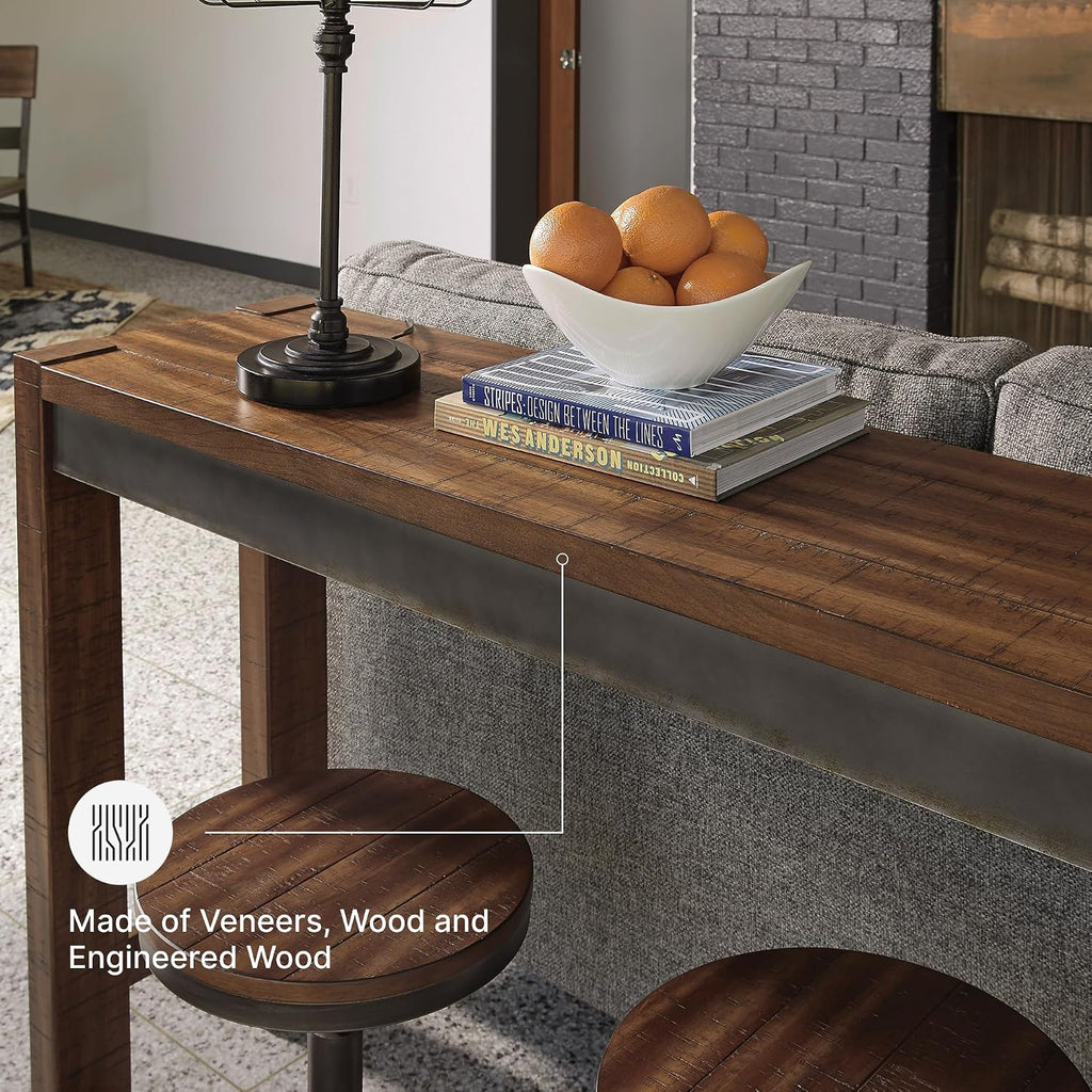 Signature Design by Ashley Furniture Torjin Long Counter Height Table, Seats up to 3, Wood, 72.13" W x 16" D x 36" H, 2-tone Brown