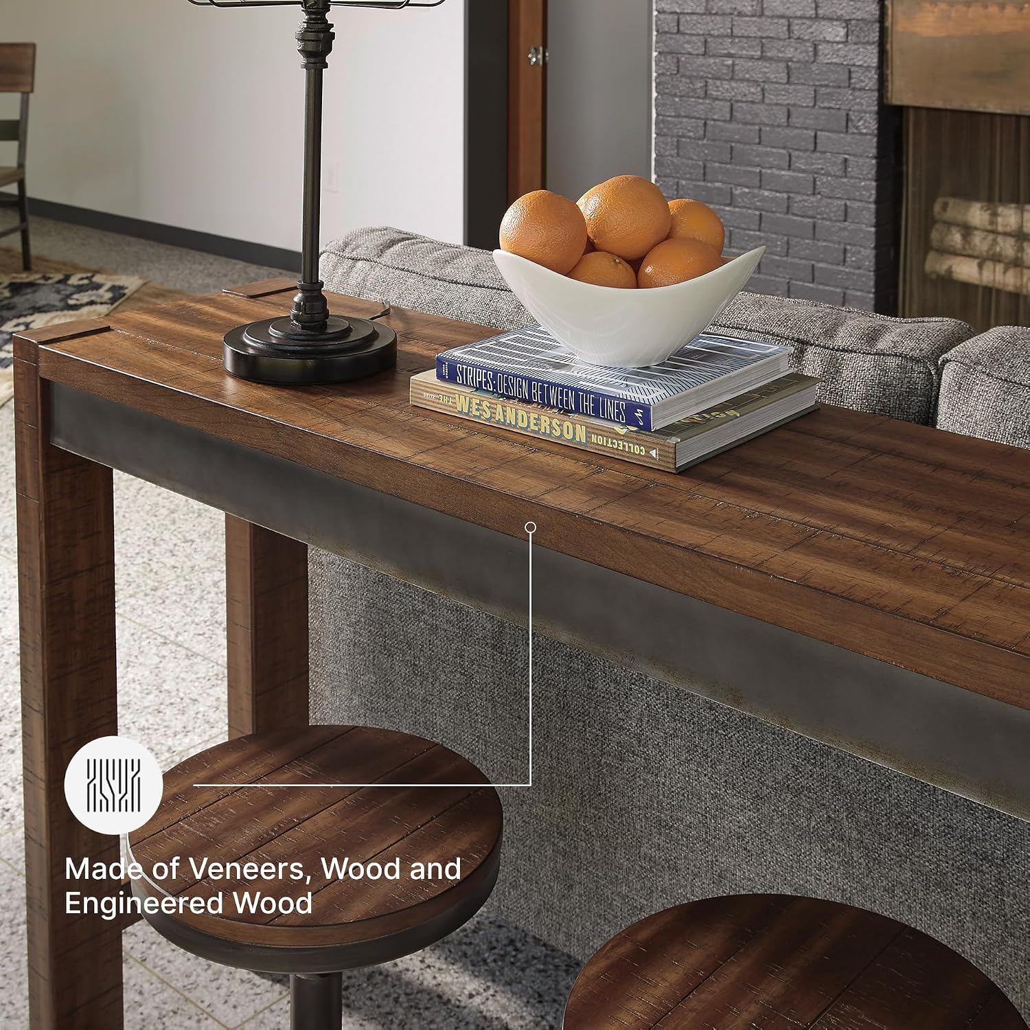 Signature Design by Ashley Furniture Torjin Long Counter Height Table, Seats up to 3, Wood, 72.13" W x 16" D x 36" H, 2-tone Brown