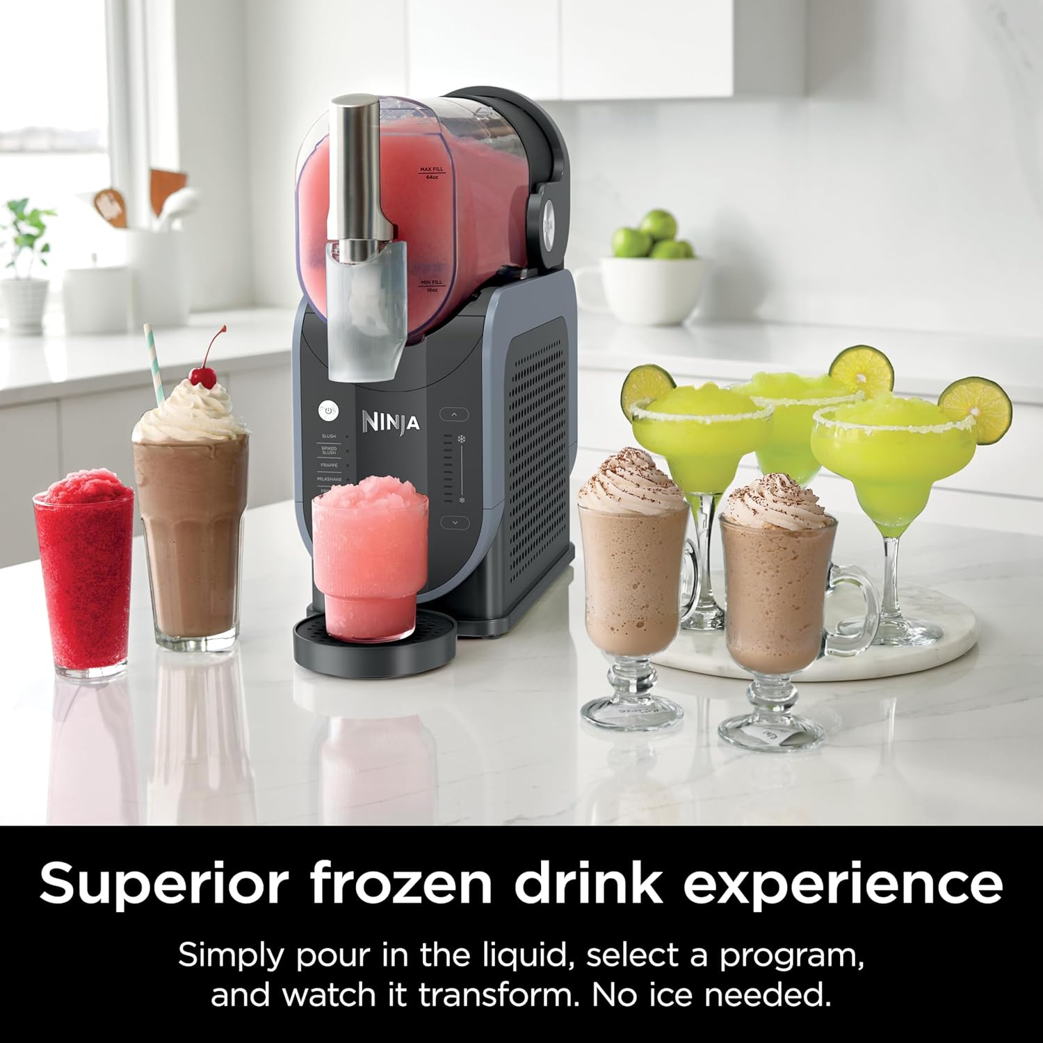 Ninja SLUSHi Professional Frozen Drink Maker with RapidChill Technology, Frozen Drink & Slushie Machine, 5 Preset Programs, Frozen Margaritas, Frappés, and More, Grey, FS301C, (Canadian Version) (Renewed)