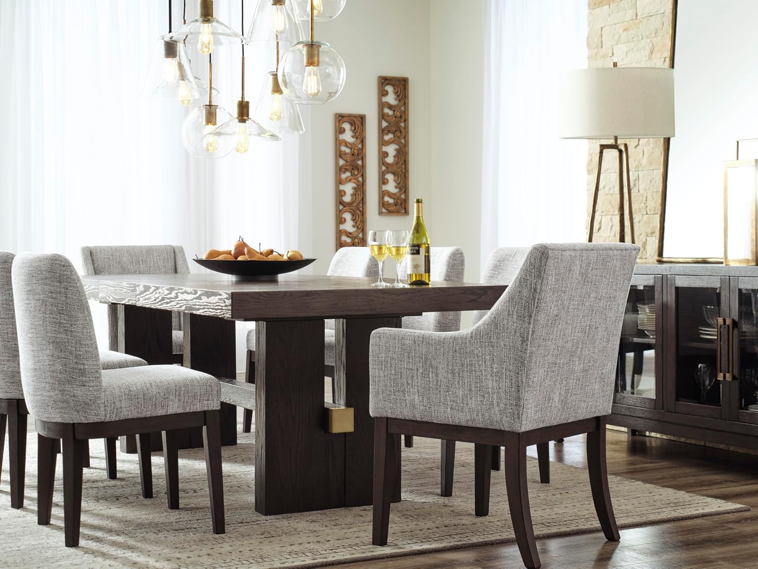 Signature Design by Ashley Burkhaus Traditional Dining Room Server with 2 Cabinets, Dark Brown