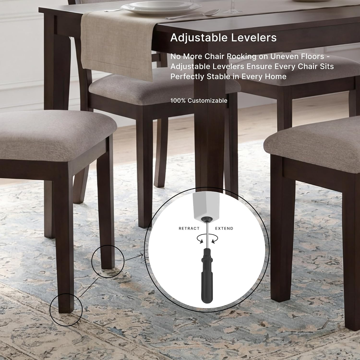 Signature Design by Ashley Langwest Dining Room Table Set, 4 Upholstered Chairs and Bench, Seats 6, Cushioned Seats, Wood, Cherry Brown