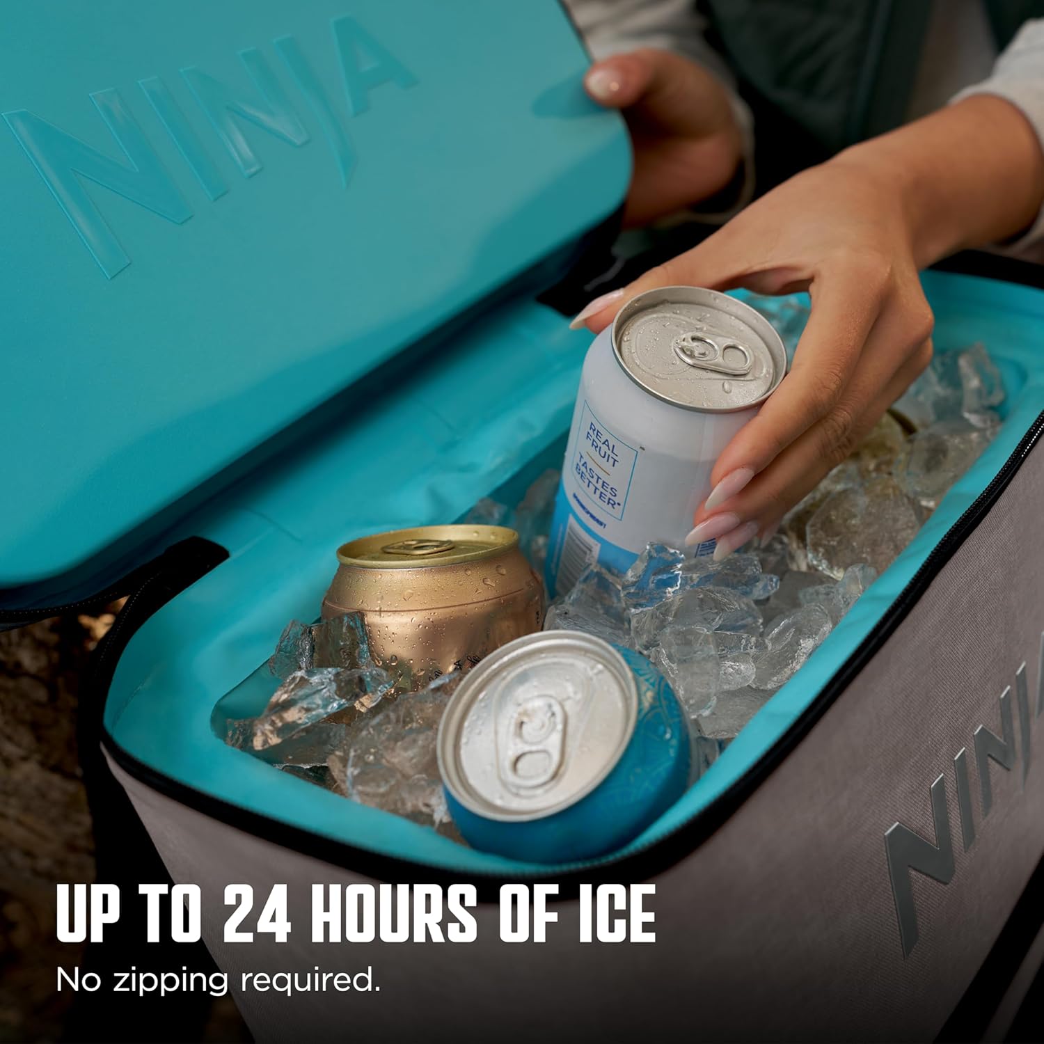 Ninja | Backpack Cooler | FrostVault Go 24 Can Soft Cooler | Leakproof Zipper with Built in Can Opener, 2 Ice Packs & Dry Storage Drawer | for Hiking, Camping & More | Birch Beige | FF124CS