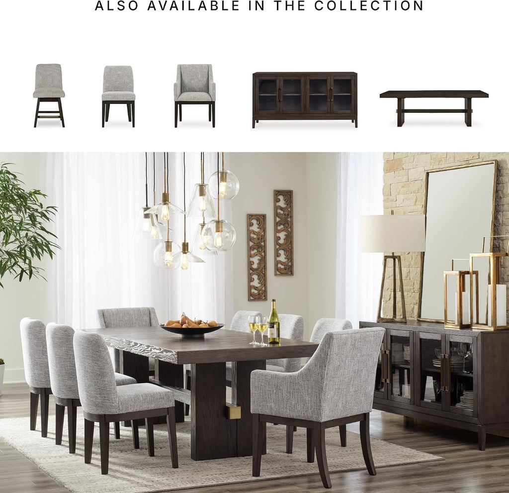 Signature Design by Ashley Burkhaus Rectangle Dining Room Extension Table, Removable Center Leaf, Seats up to 8, Wood, 40" W x 90" D x 30.25" H, Dark Brown