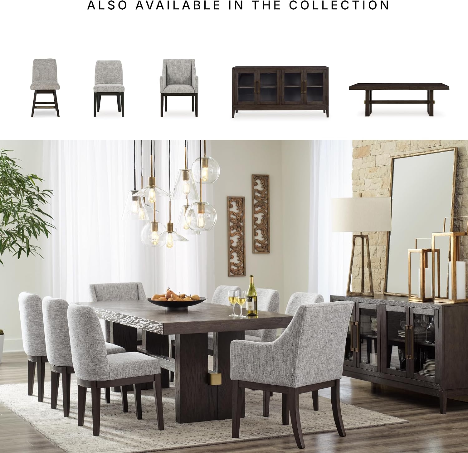 Signature Design by Ashley Burkhaus Rectangle Dining Room Extension Table, Removable Center Leaf, Seats up to 8, Wood, 40" W x 90" D x 30.25" H, Dark Brown