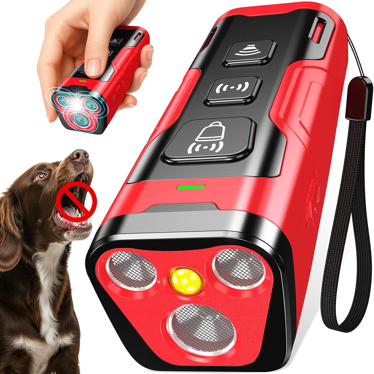 YUYQA Dog Bark Deterrent Device, 3X Ultrasonic Anti Barking, 6 Training Modes 23 FT Range Barks No More Indoors Outdoors Behavior Correct Safe & Humane Rechargeable Compact Bark Control for Dogs