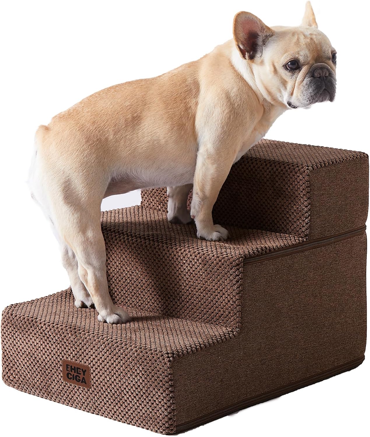 EHEYCIGA Dog Stairs for Bed 18" H, 4-Step Dog Steps for High Bed, Pet Steps for Small Dogs and Cats, Non-Slip Balanced Pet Ramp Indoor, Grey